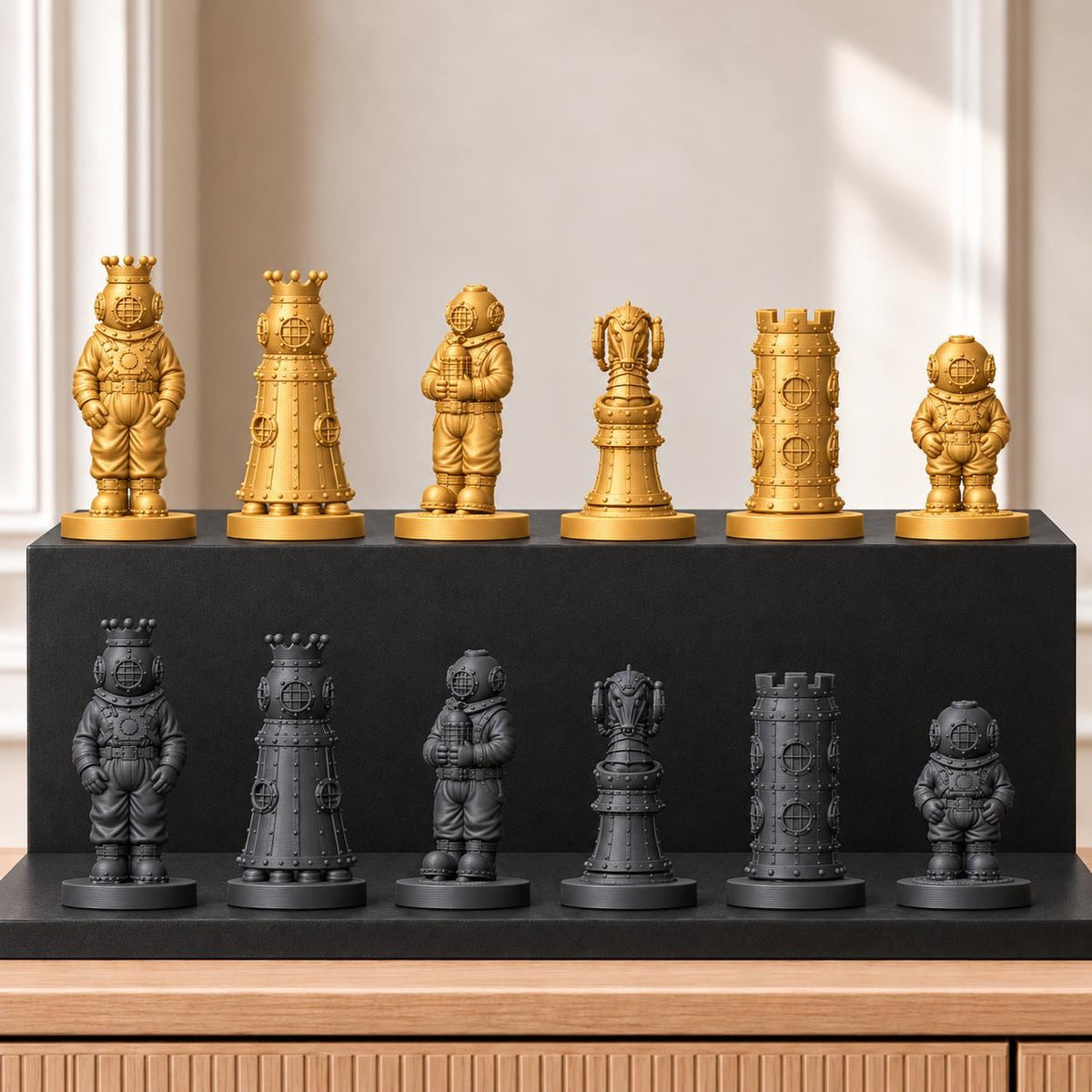 Tiefseetaucher Schachset STL – 6 Figuren für 3D-Druck – Ansicht 5