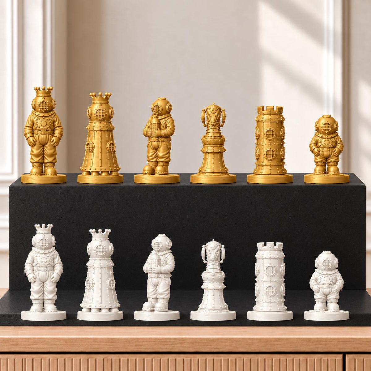 Tiefseetaucher Schachset STL – 6 Figuren für 3D-Druck – Ansicht 6