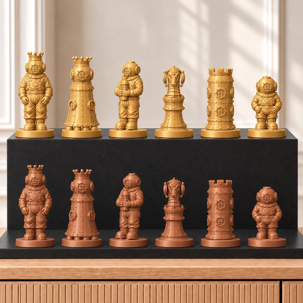 Tiefseetaucher Schachset STL – 6 Figuren für 3D-Druck – Ansicht 7