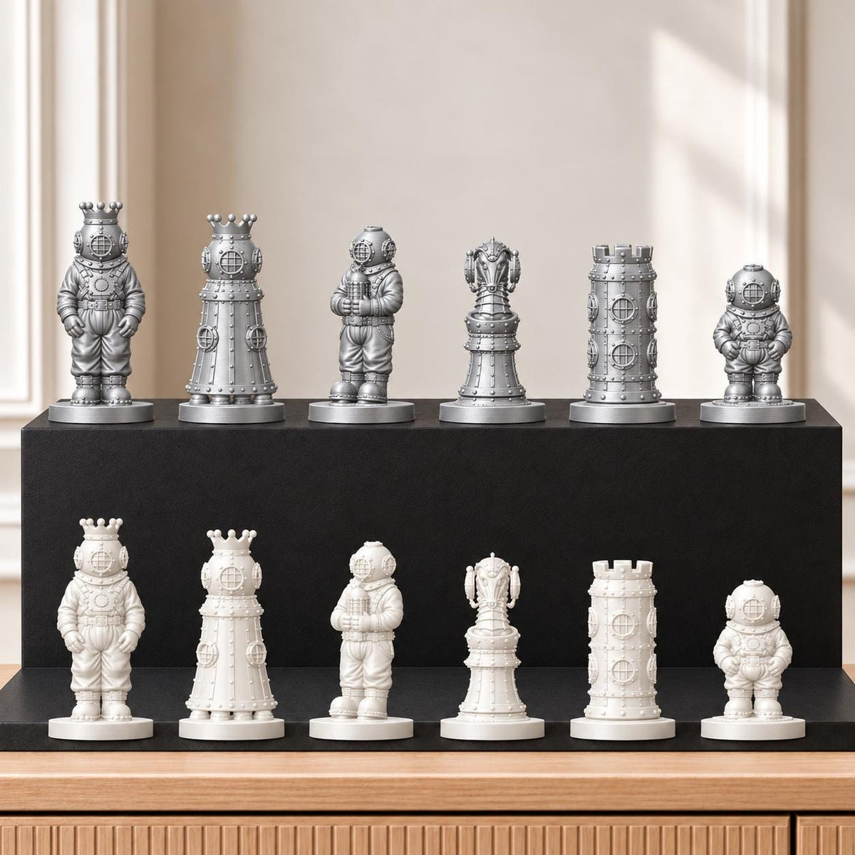 Tiefseetaucher Schachset STL – 6 Figuren für 3D-Druck – Ansicht 9