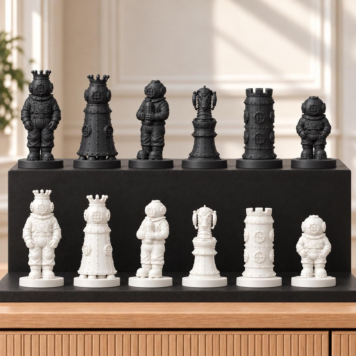 Tiefseetaucher Schachset STL – 6 Figuren für 3D-Druck – Ansicht 11