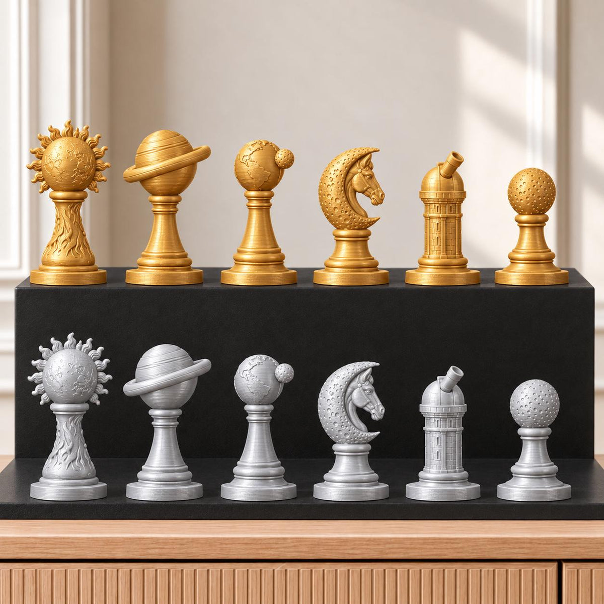 Sonnensystem Schachset STL – 6 Figuren für 3D-Druck – Ansicht 4
