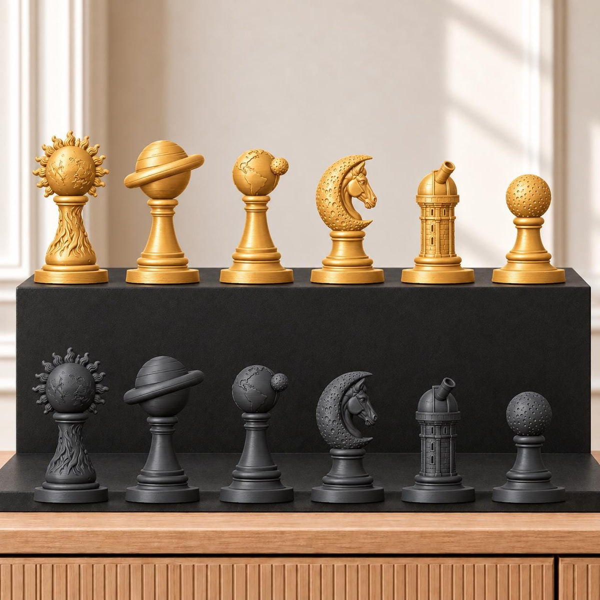 Sonnensystem Schachset STL – 6 Figuren für 3D-Druck – Ansicht 5