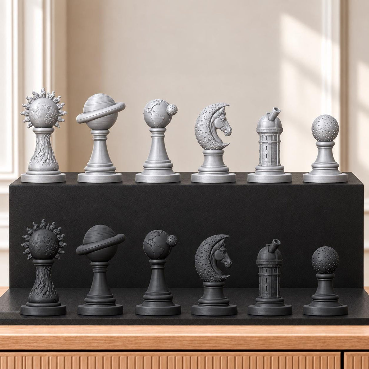Sonnensystem Schachset STL – 6 Figuren für 3D-Druck – Ansicht 8