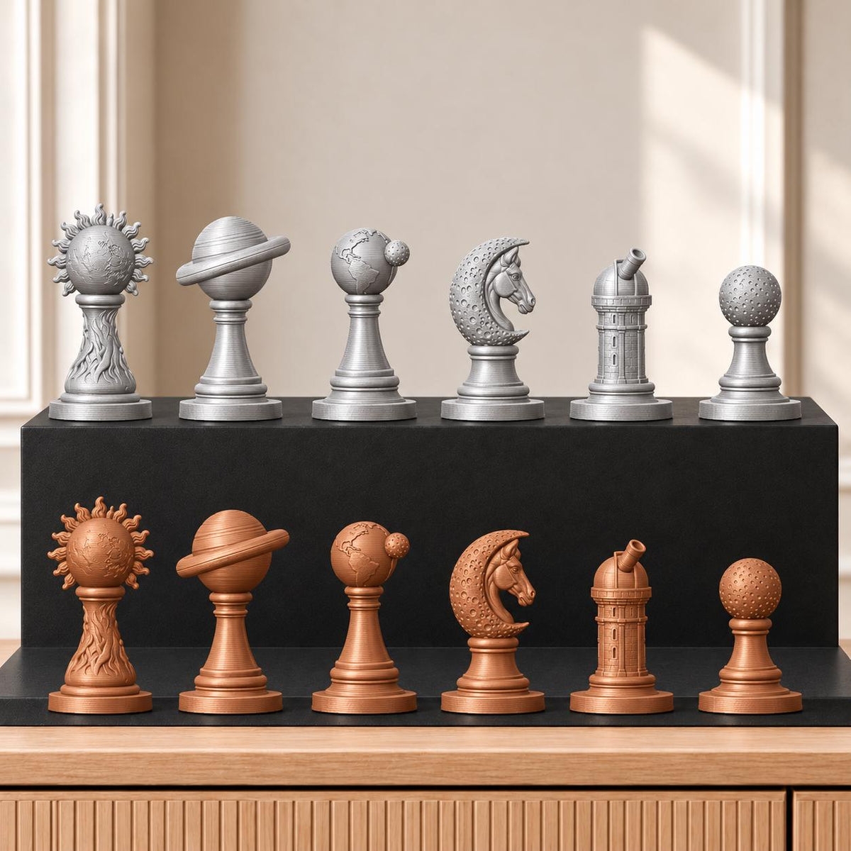 Sonnensystem Schachset STL – 6 Figuren für 3D-Druck – Ansicht 10