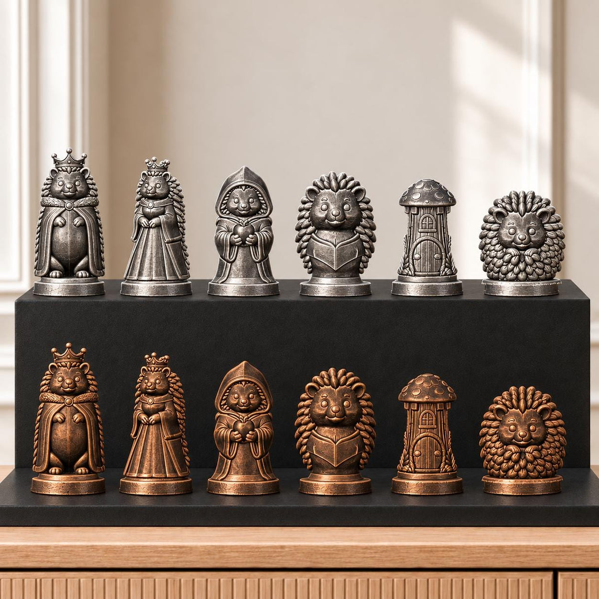 Igel Schachset STL – 6 Figuren für 3D-Druck – Ansicht 3