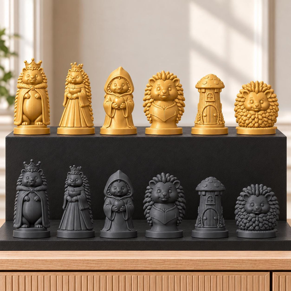 Igel Schachset STL – 6 Figuren für 3D-Druck – Ansicht 5