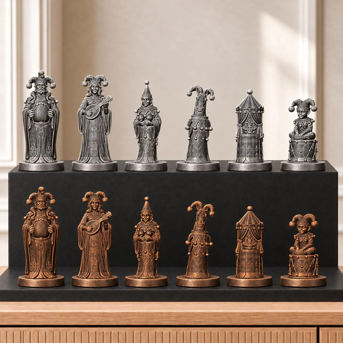 Gaukler Schachset STL – 6 Figuren für 3D-Druck – Ansicht 3