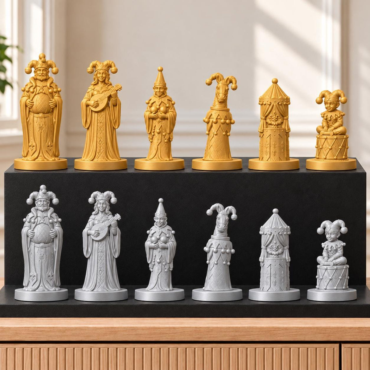 Gaukler Schachset STL – 6 Figuren für 3D-Druck – Ansicht 4