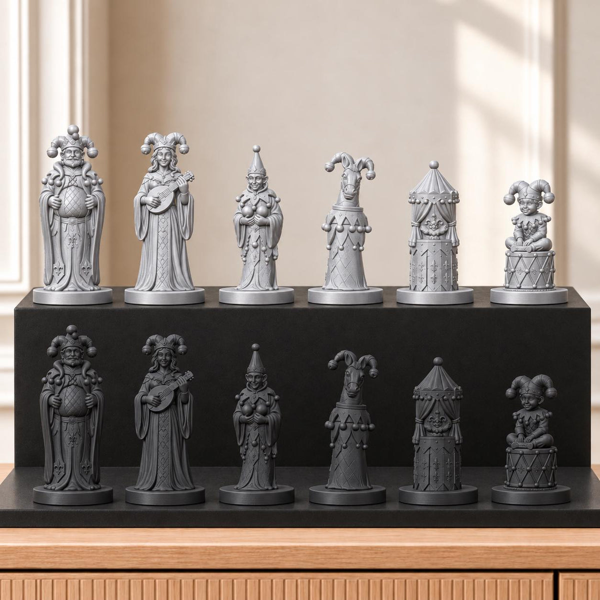 Gaukler Schachset STL – 6 Figuren für 3D-Druck – Ansicht 8