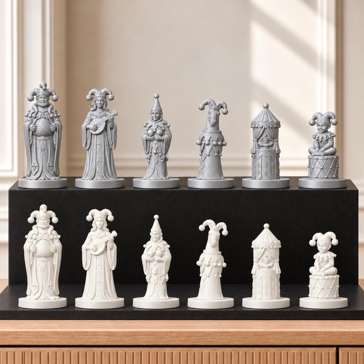 Gaukler Schachset STL – 6 Figuren für 3D-Druck – Ansicht 9