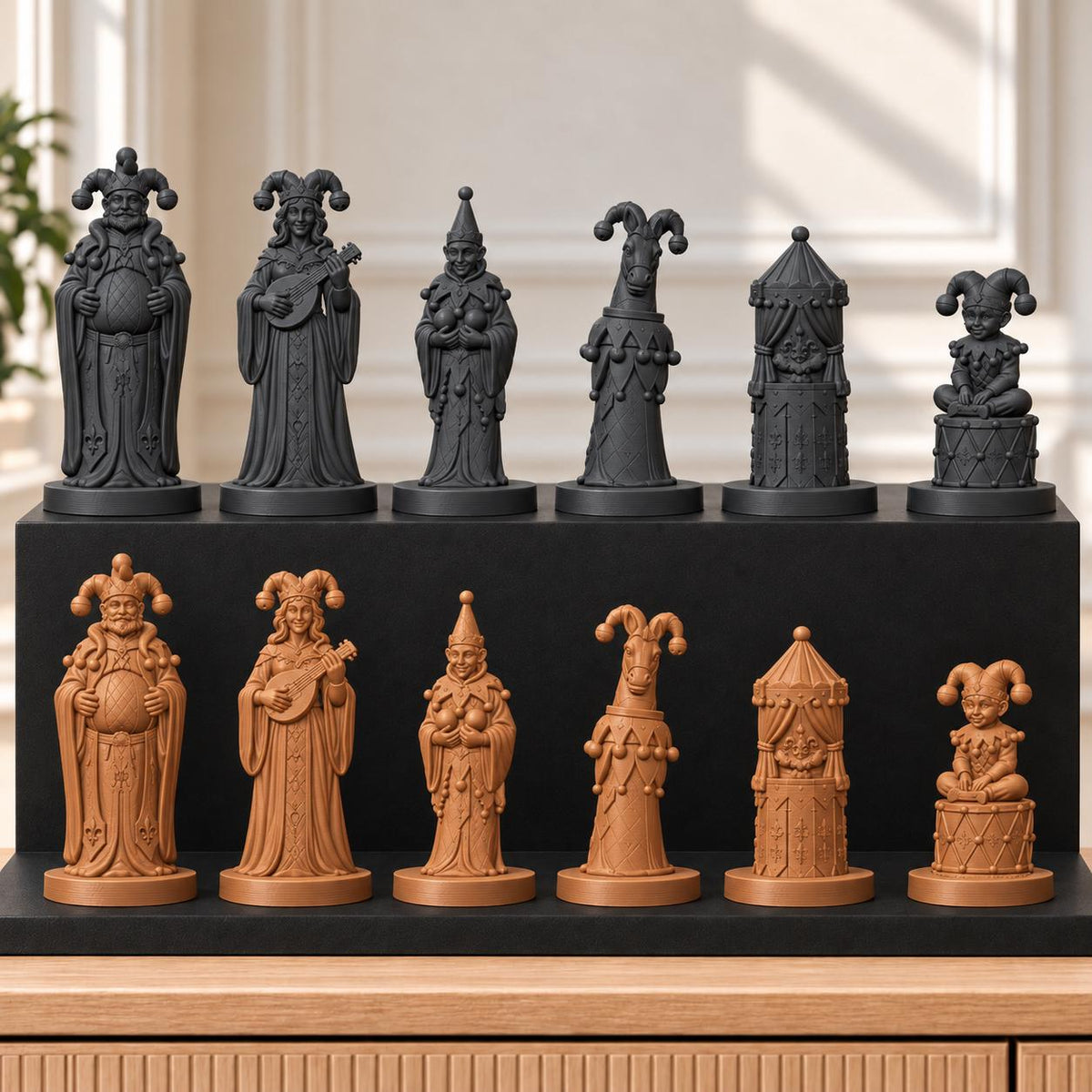 Gaukler Schachset STL – 6 Figuren für 3D-Druck – Ansicht 12