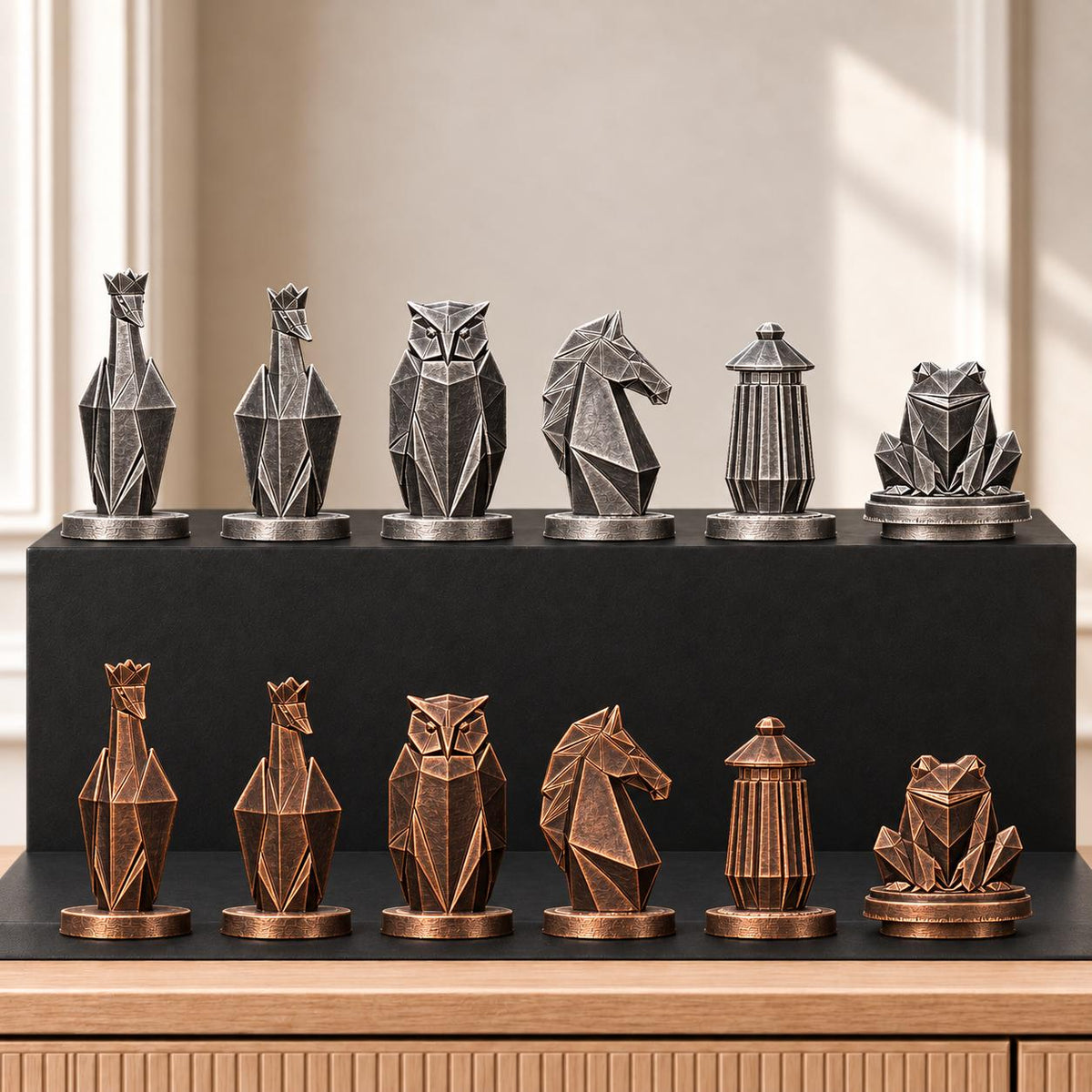 Origami Schachset STL – 6 Figuren für 3D-Druck – Ansicht 3