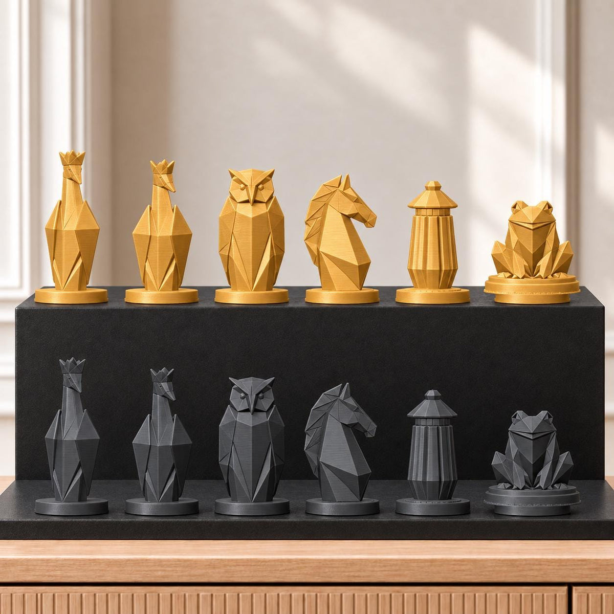 Origami Schachset STL – 6 Figuren für 3D-Druck – Ansicht 5