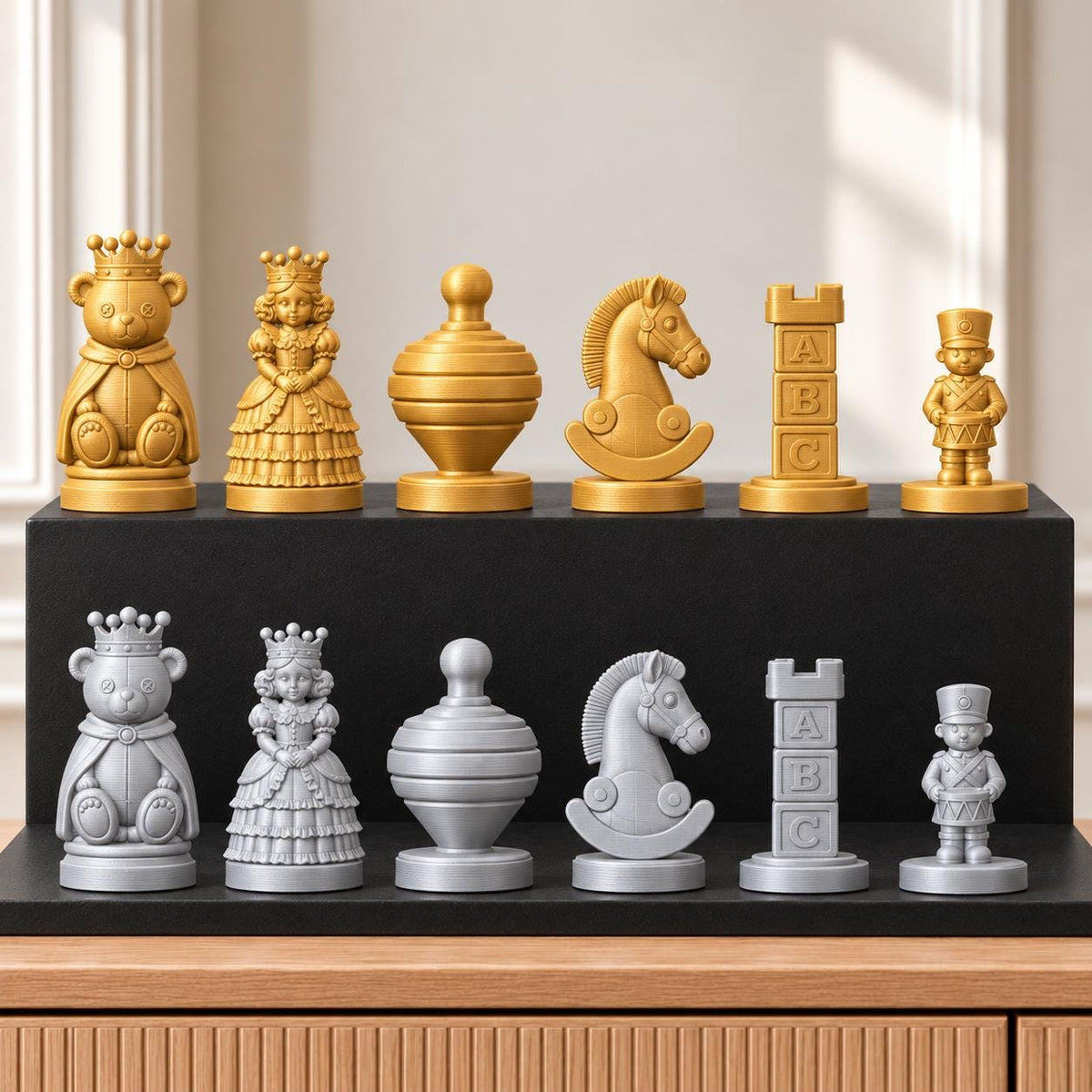 Spielzeugkiste Schachset STL – 6 Figuren für 3D-Druck – Ansicht 4