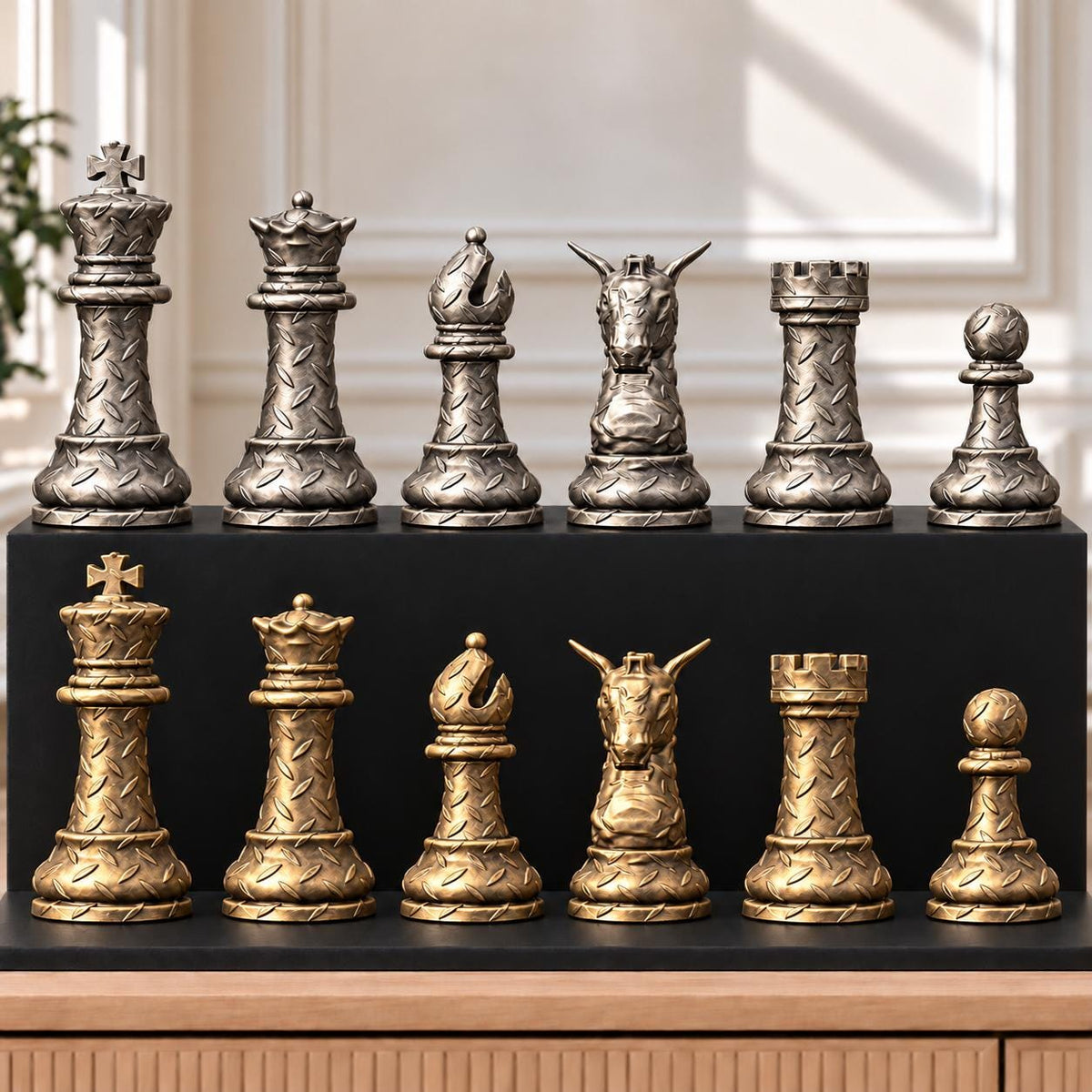 Diamond Plate – Staunton-Schachset mit 32 Figuren – Ansicht 2