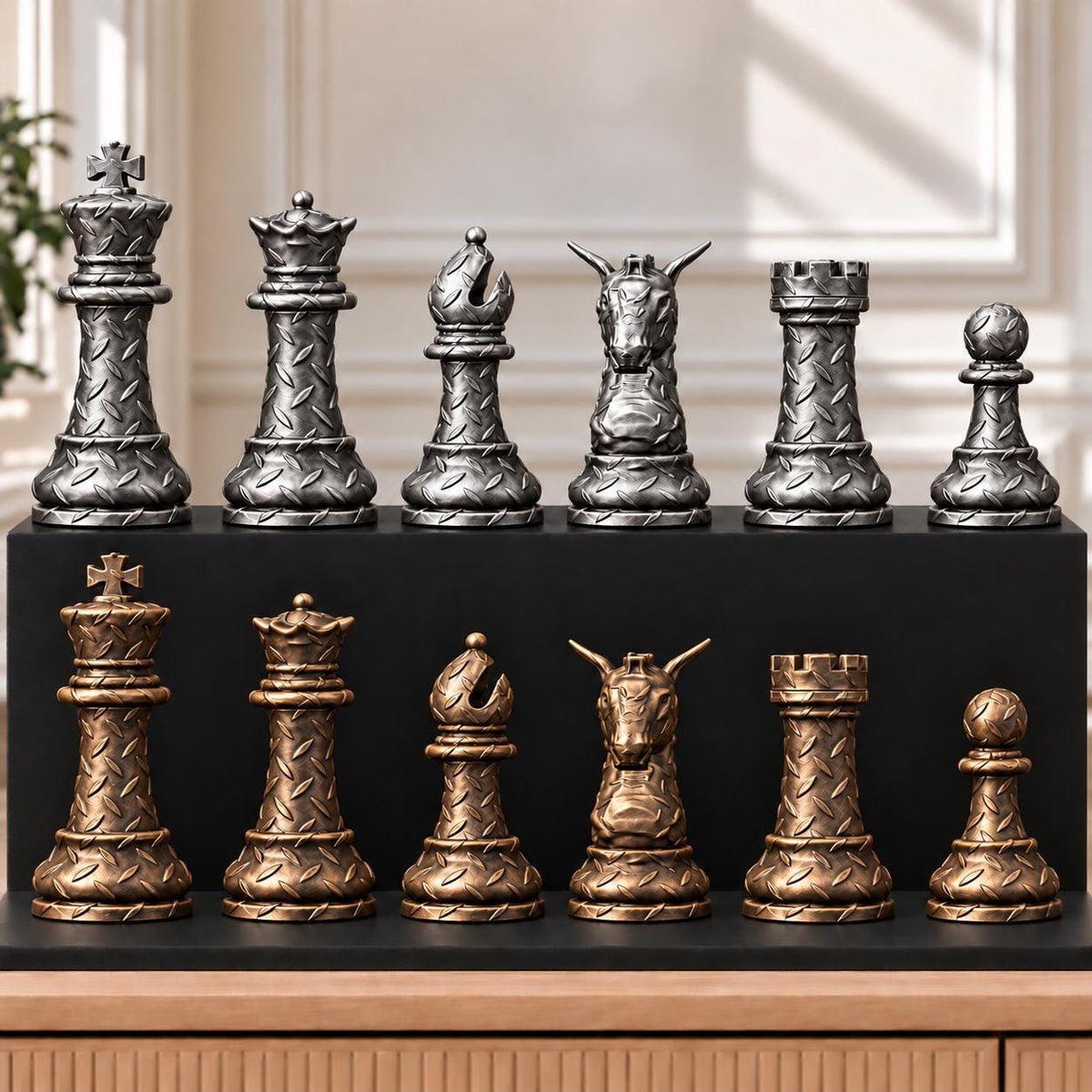 Diamond Plate – Staunton-Schachset mit 32 Figuren – Ansicht 3