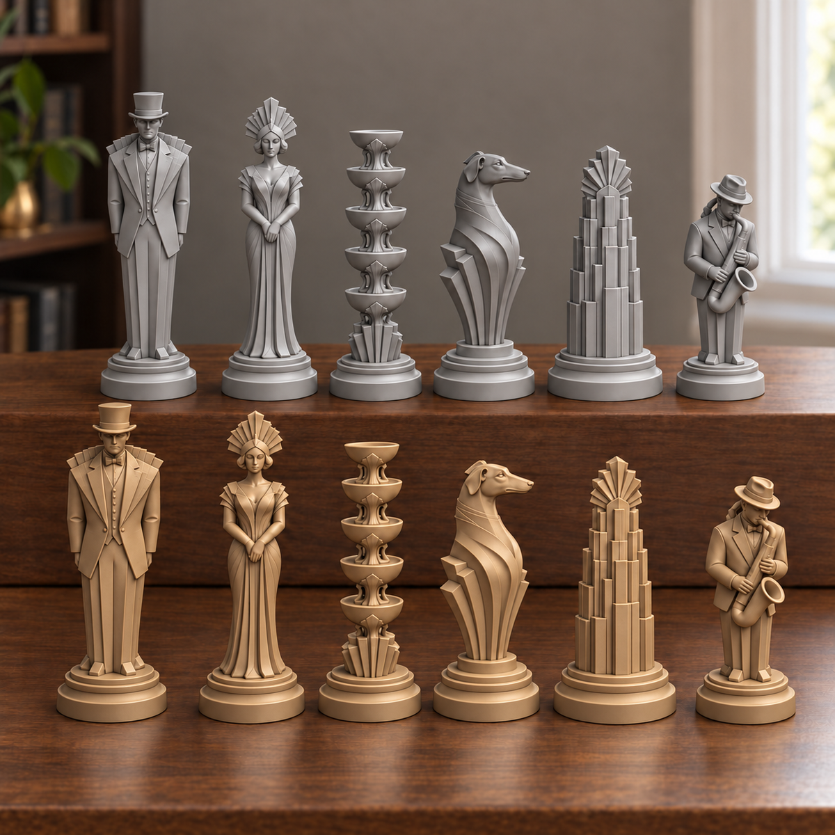 Art-déco-Ballsaal Schachfiguren – STL & 3MF Download – Ansicht 3