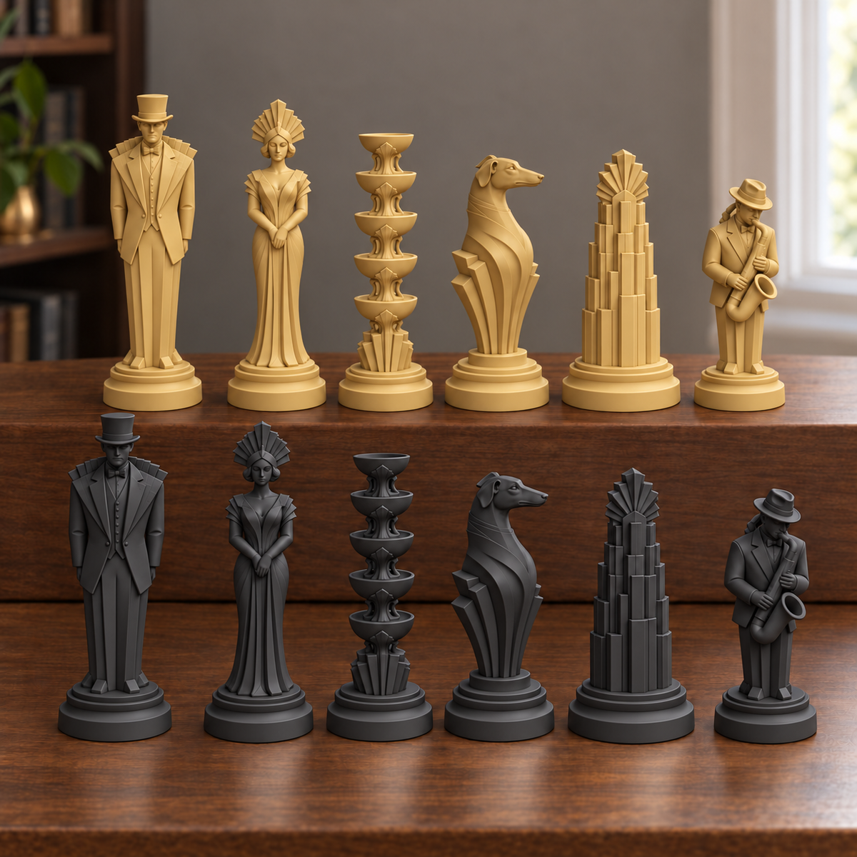 Art-déco-Ballsaal Schachfiguren – STL & 3MF Download – Ansicht 5