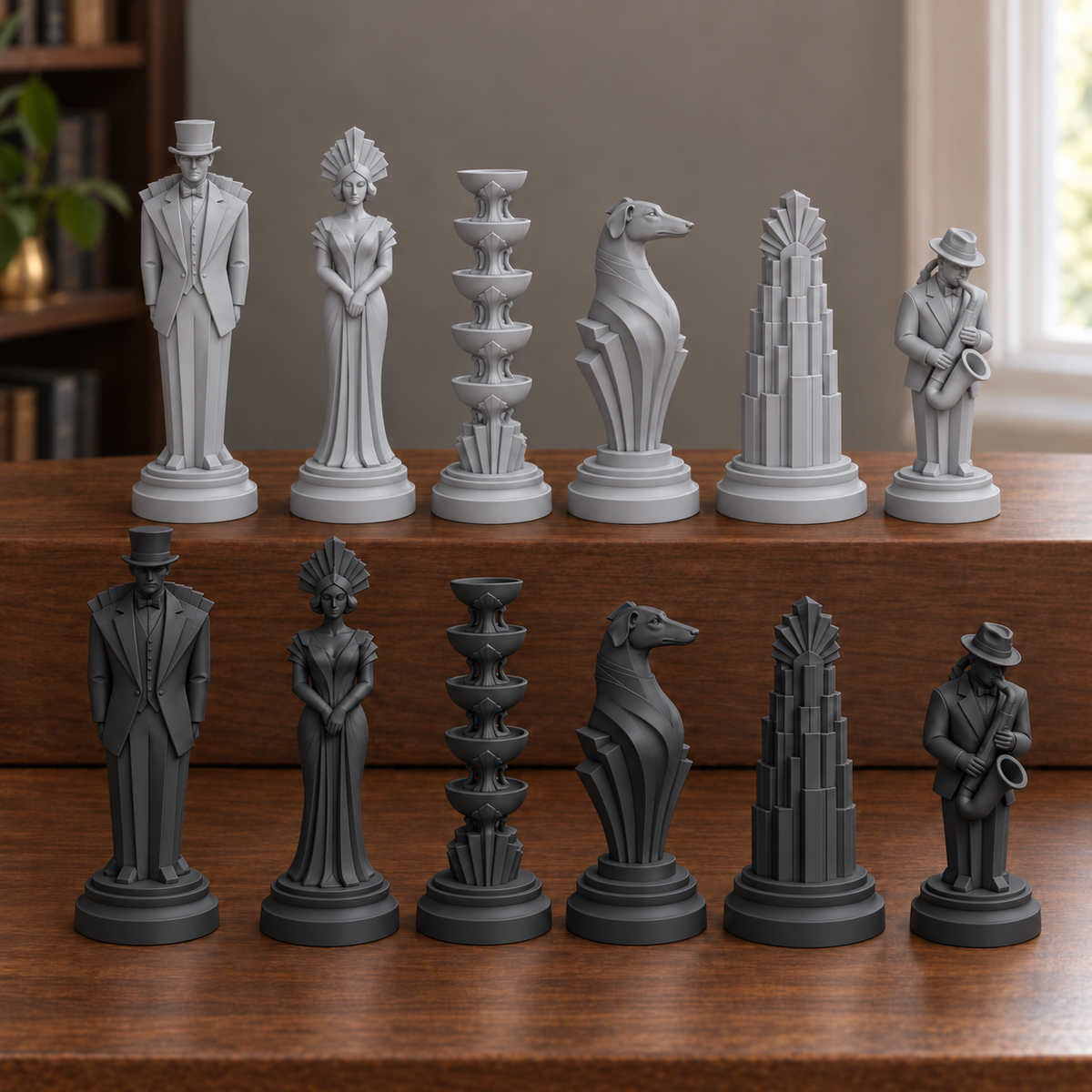 Art-déco-Ballsaal Schachfiguren – STL & 3MF Download – Ansicht 8