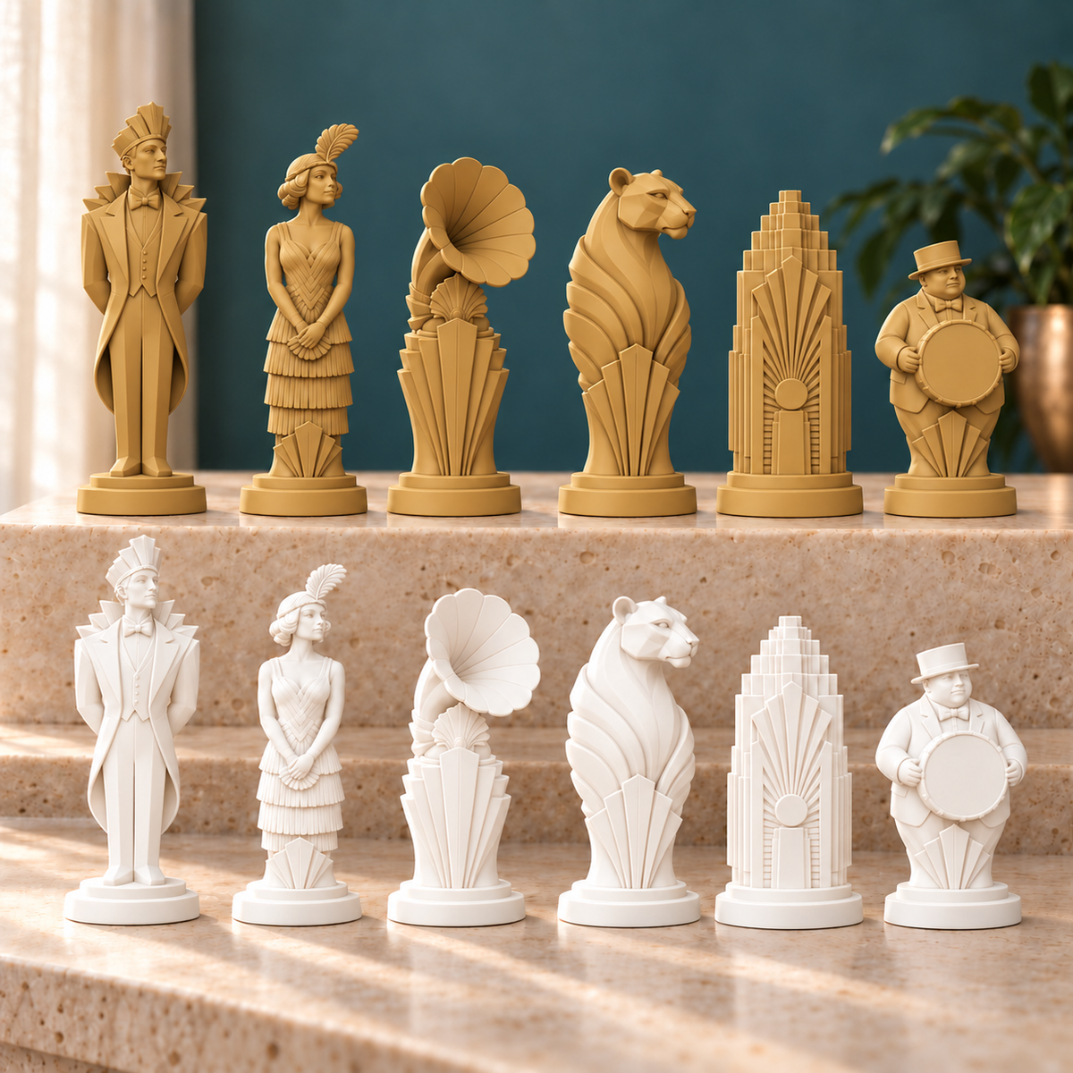 Art-déco-Jazzclub Schachfiguren – STL & 3MF Download – Ansicht 6