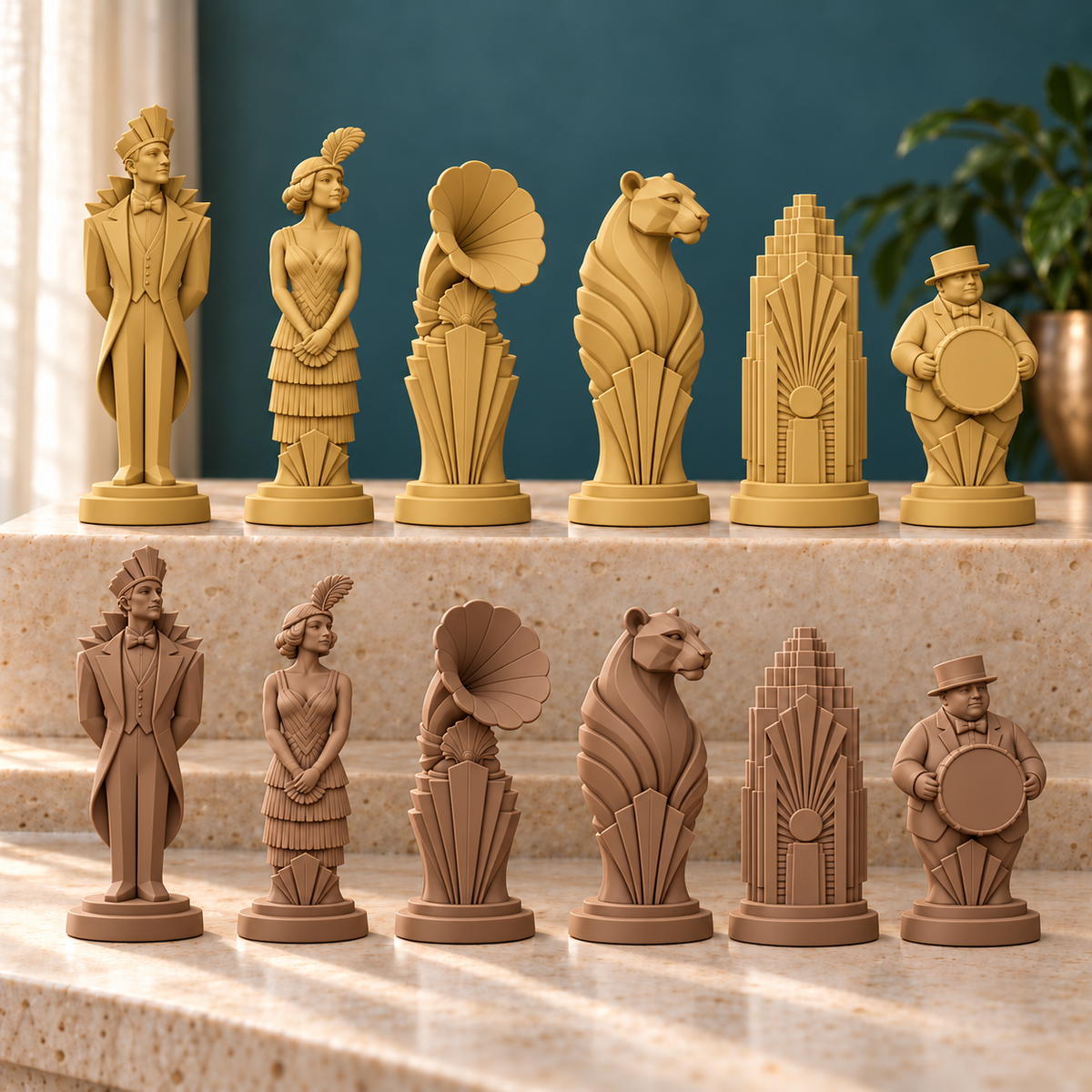 Art-déco-Jazzclub Schachfiguren – STL & 3MF Download – Ansicht 7