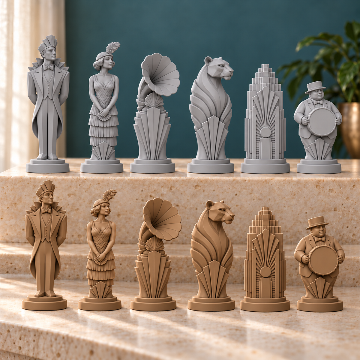 Art-déco-Jazzclub Schachfiguren – STL & 3MF Download – Ansicht 9