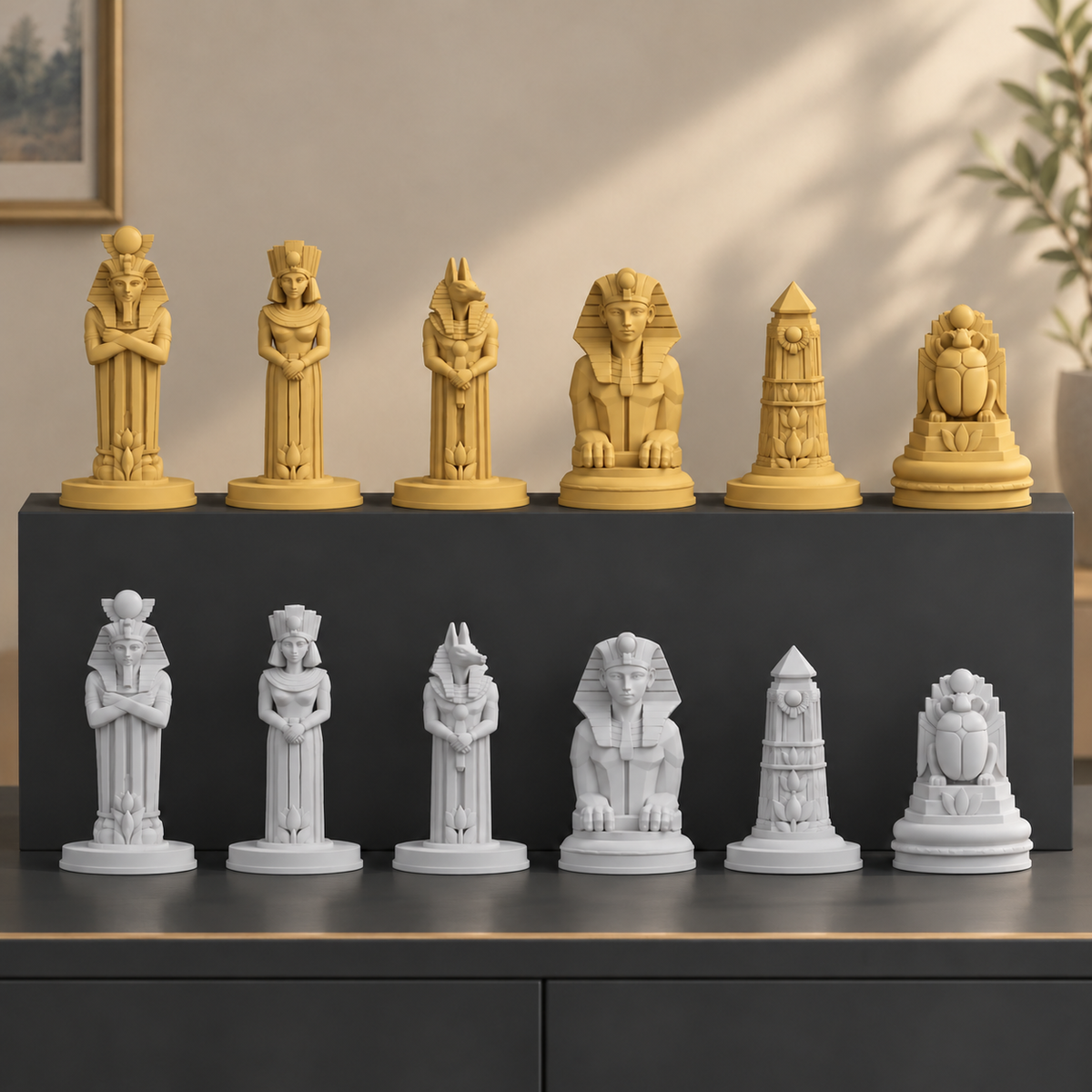 Art-déco-Ägypten Schachfiguren – STL & 3MF Download – Ansicht 4