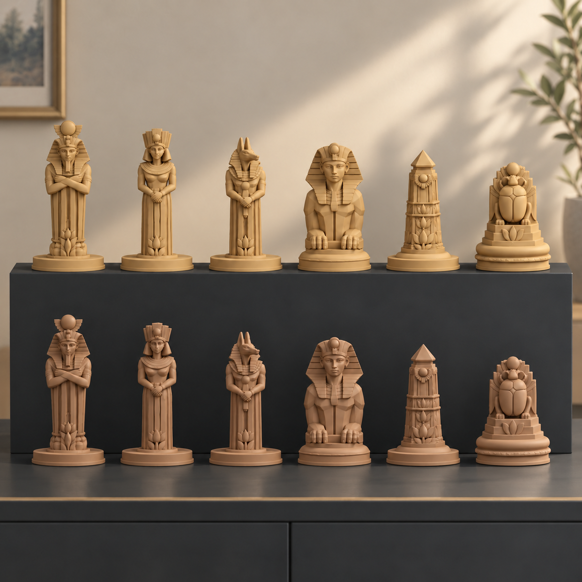 Art-déco-Ägypten Schachfiguren – STL & 3MF Download – Ansicht 7