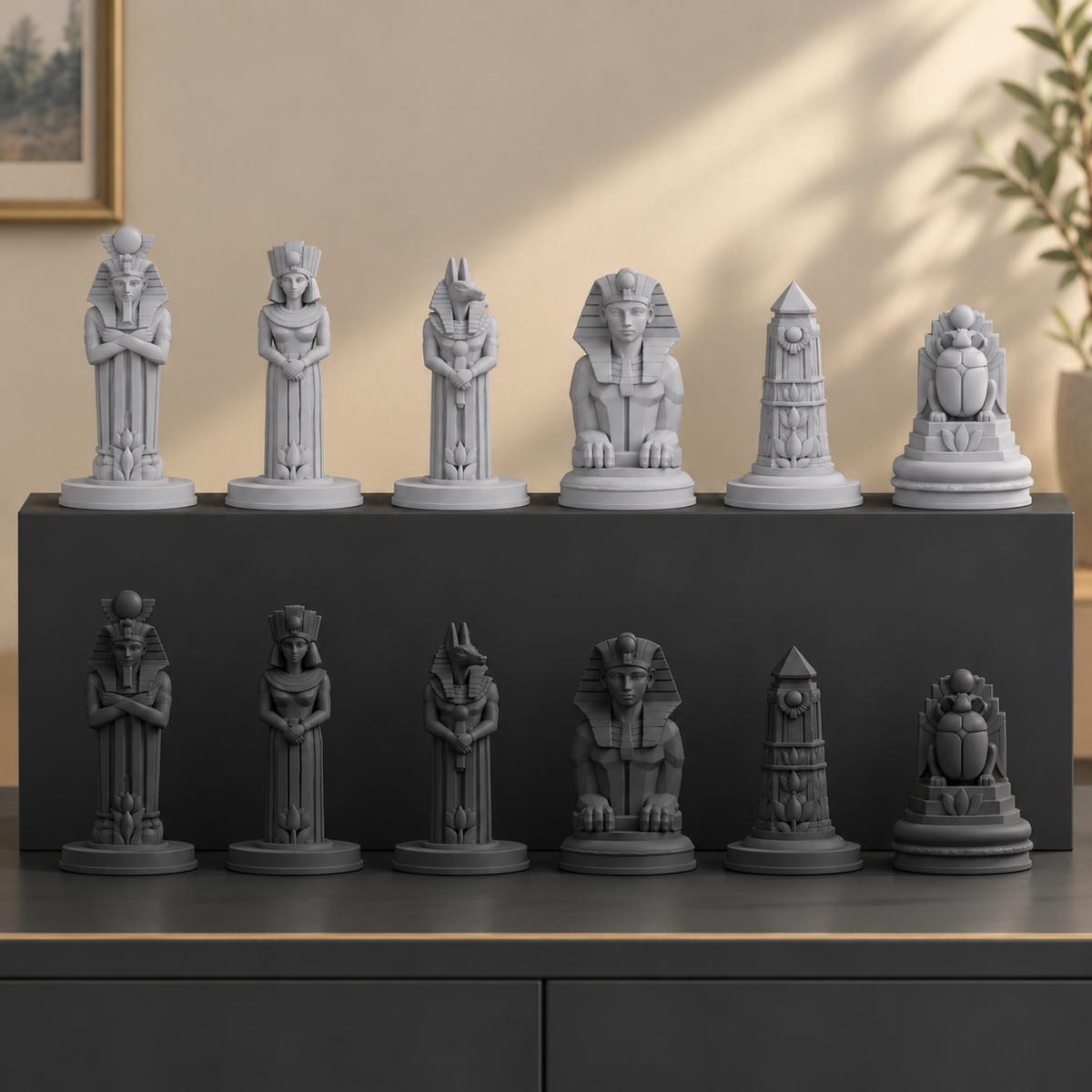 Art-déco-Ägypten Schachfiguren – STL & 3MF Download – Ansicht 8