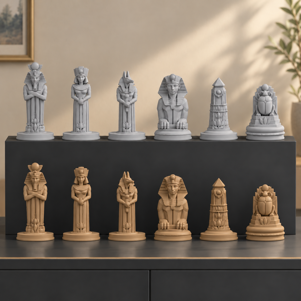 Art-déco-Ägypten Schachfiguren – STL & 3MF Download – Ansicht 9