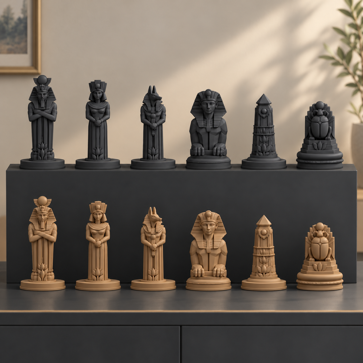 Art-déco-Ägypten Schachfiguren – STL & 3MF Download – Ansicht 11