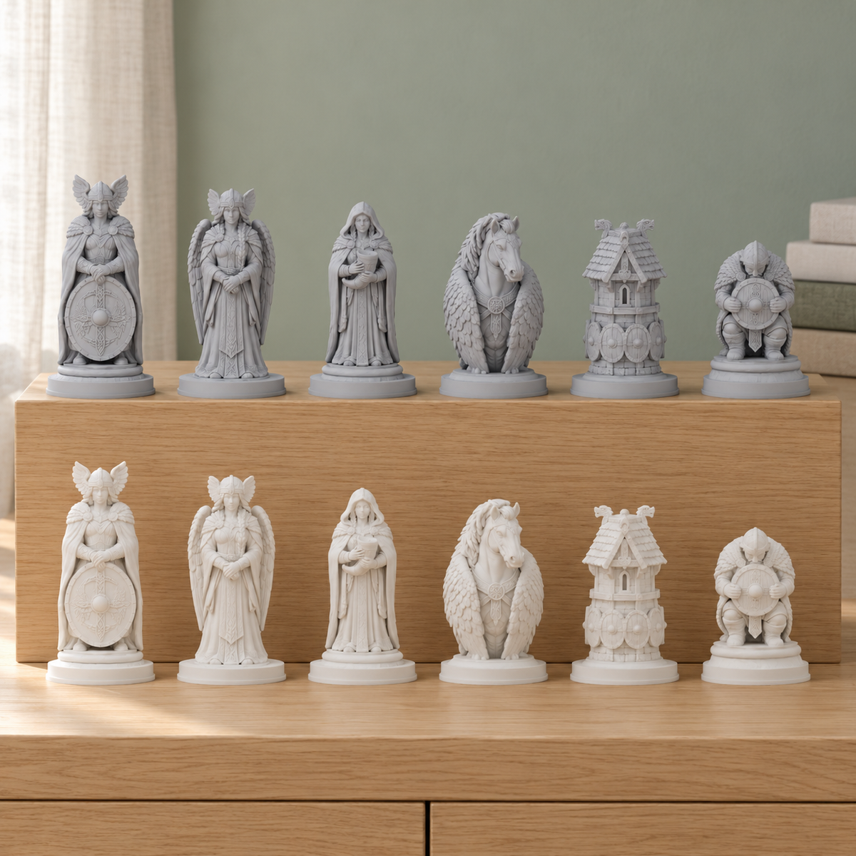 Nordische Walküren Schachfiguren – STL & 3MF Download – Ansicht 1