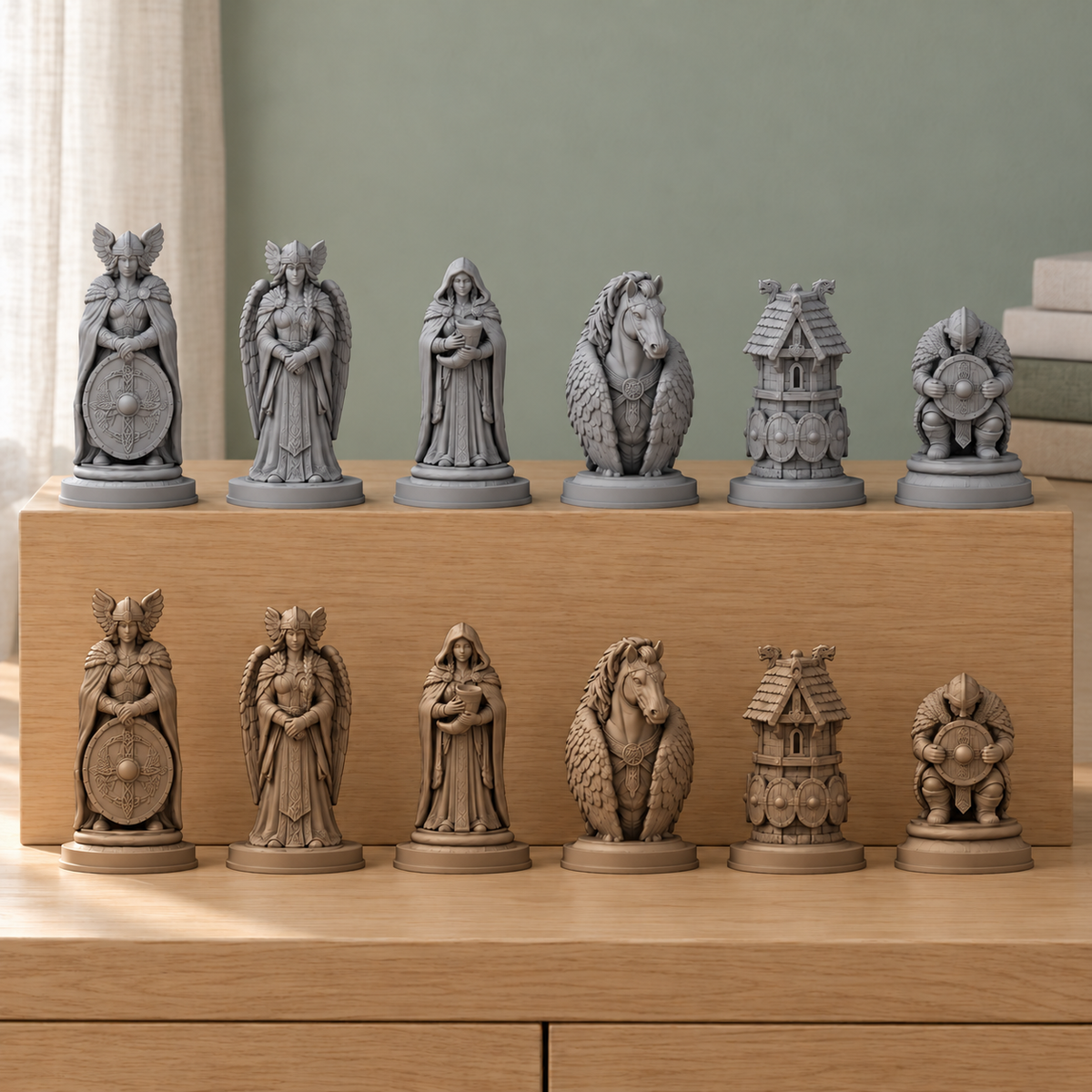 Nordische Walküren Schachfiguren – STL & 3MF Download – Ansicht 3