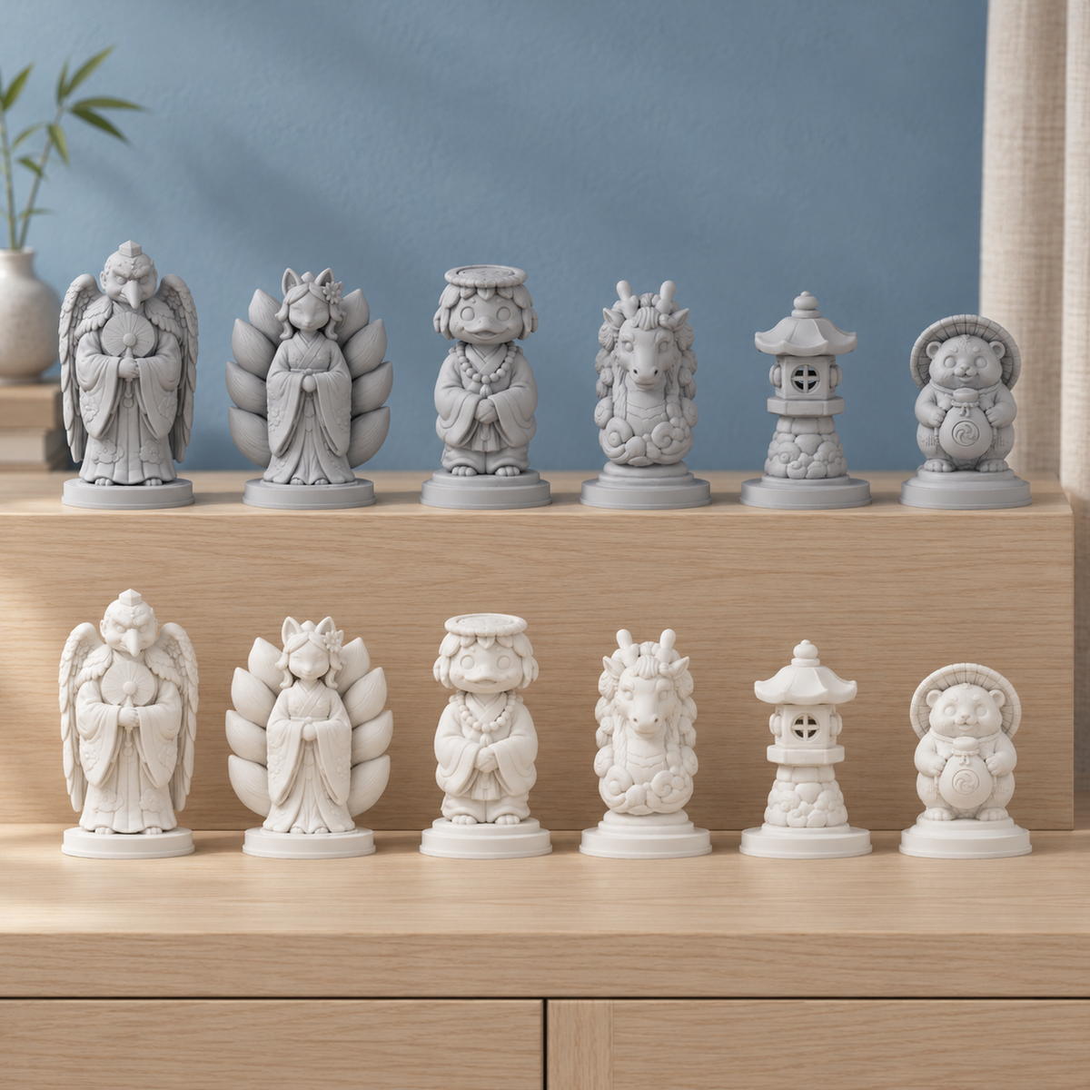 Yokai-Nacht Schachfiguren – STL & 3MF Download – Ansicht 1