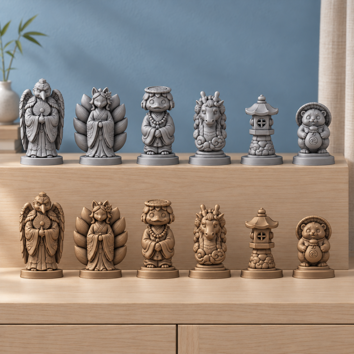 Yokai-Nacht Schachfiguren – STL & 3MF Download – Ansicht 3