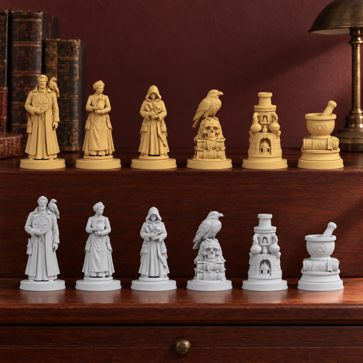 Dark Academia – Alchemie Schachfiguren – STL & 3MF Download – Ansicht 4
