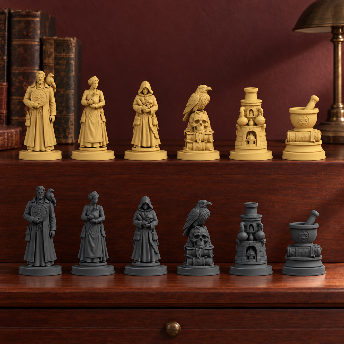 Dark Academia – Alchemie Schachfiguren – STL & 3MF Download – Ansicht 5
