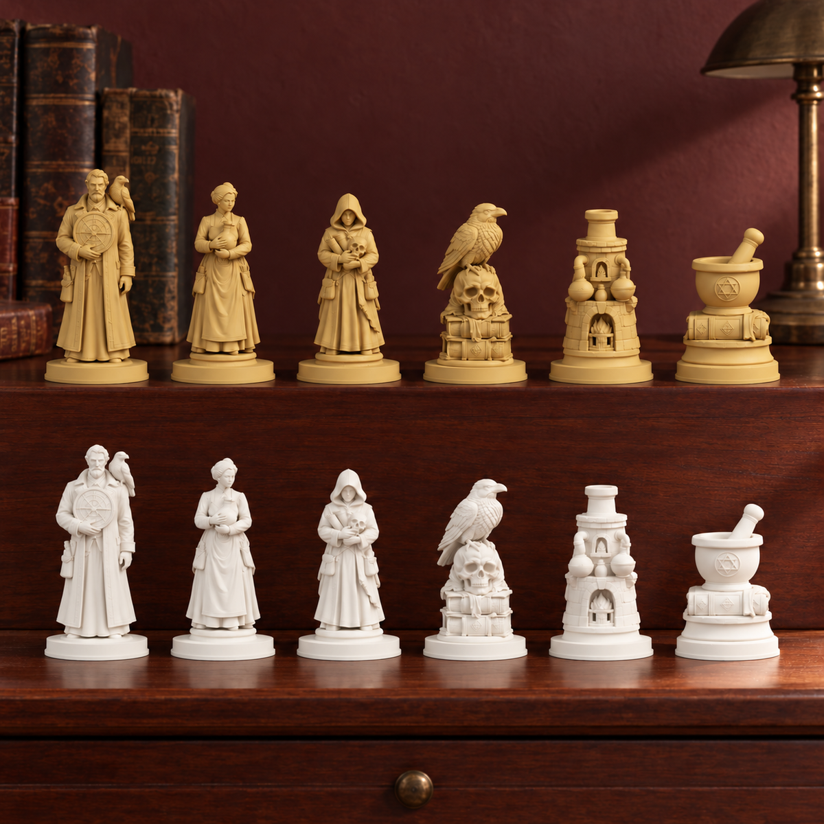 Dark Academia – Alchemie Schachfiguren – STL & 3MF Download – Ansicht 6