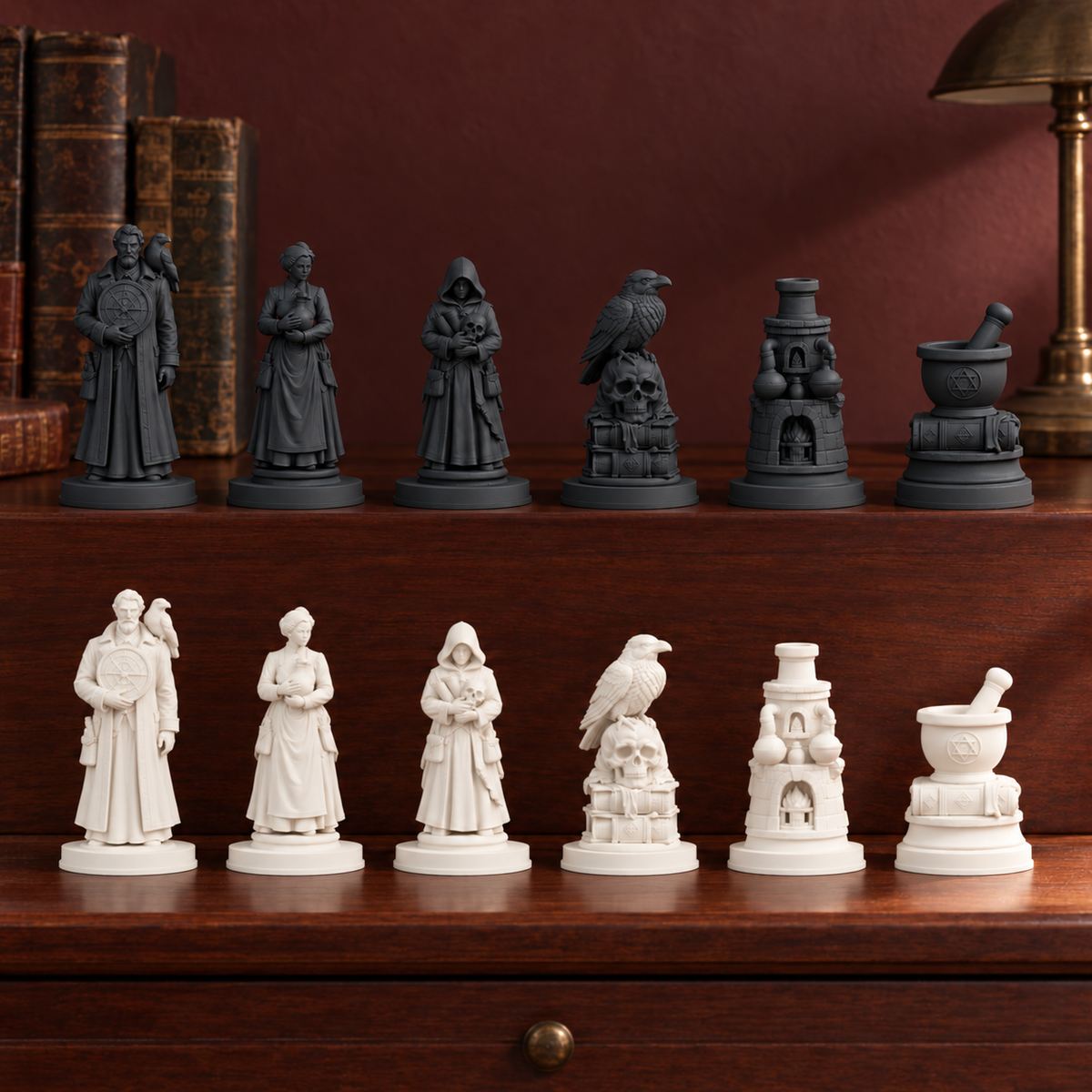 Dark Academia – Alchemie Schachfiguren – STL & 3MF Download – Ansicht 10