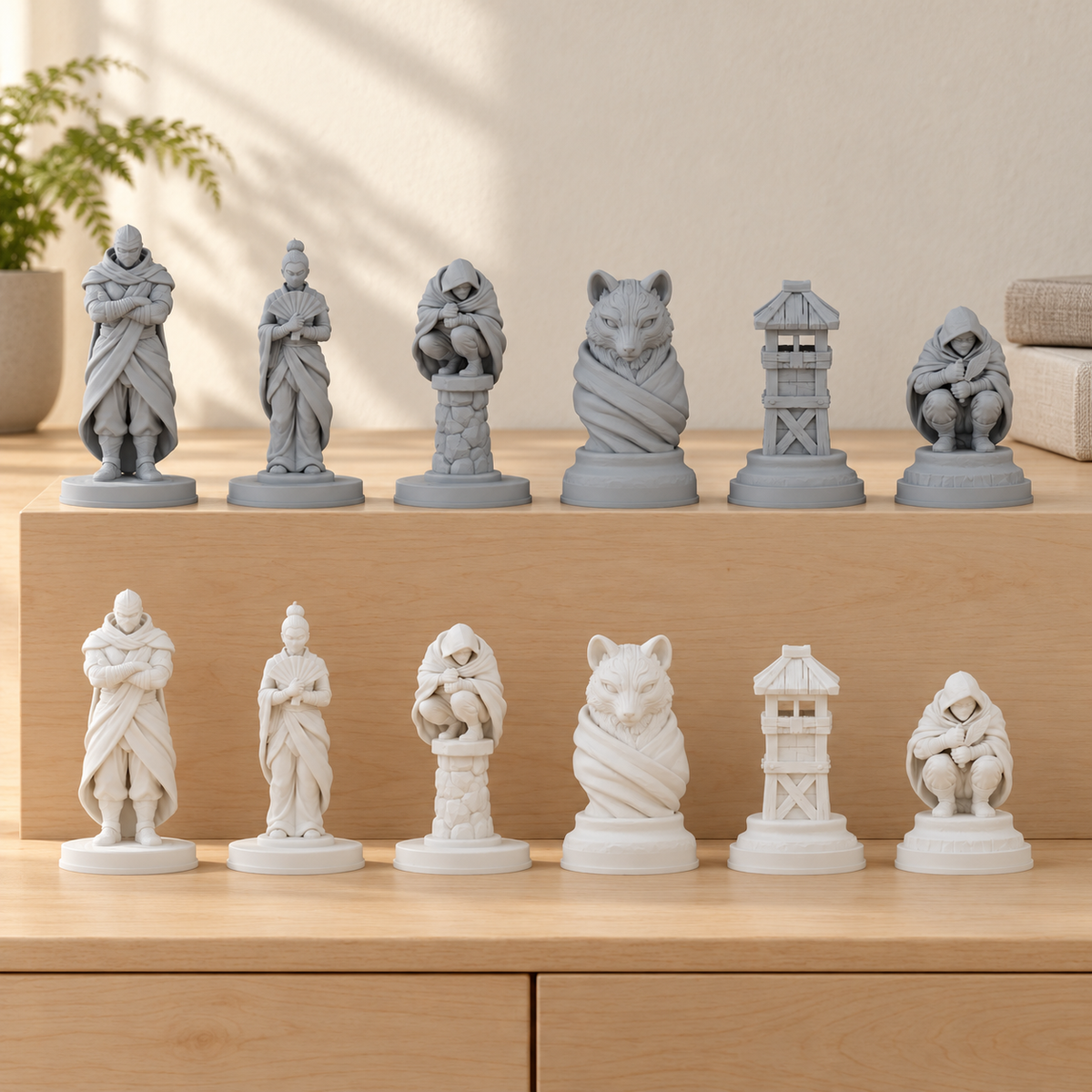 Ninja Schachfiguren – STL & 3MF Download – Ansicht 1