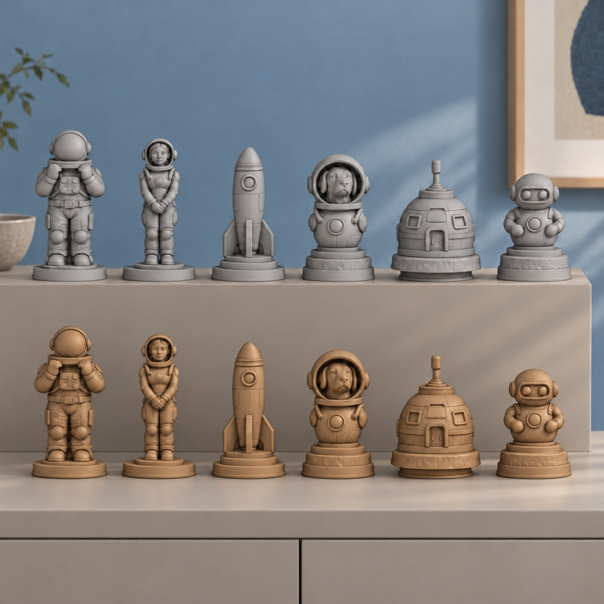 Raumfahrt Schachfiguren – STL & 3MF Download – Ansicht 3