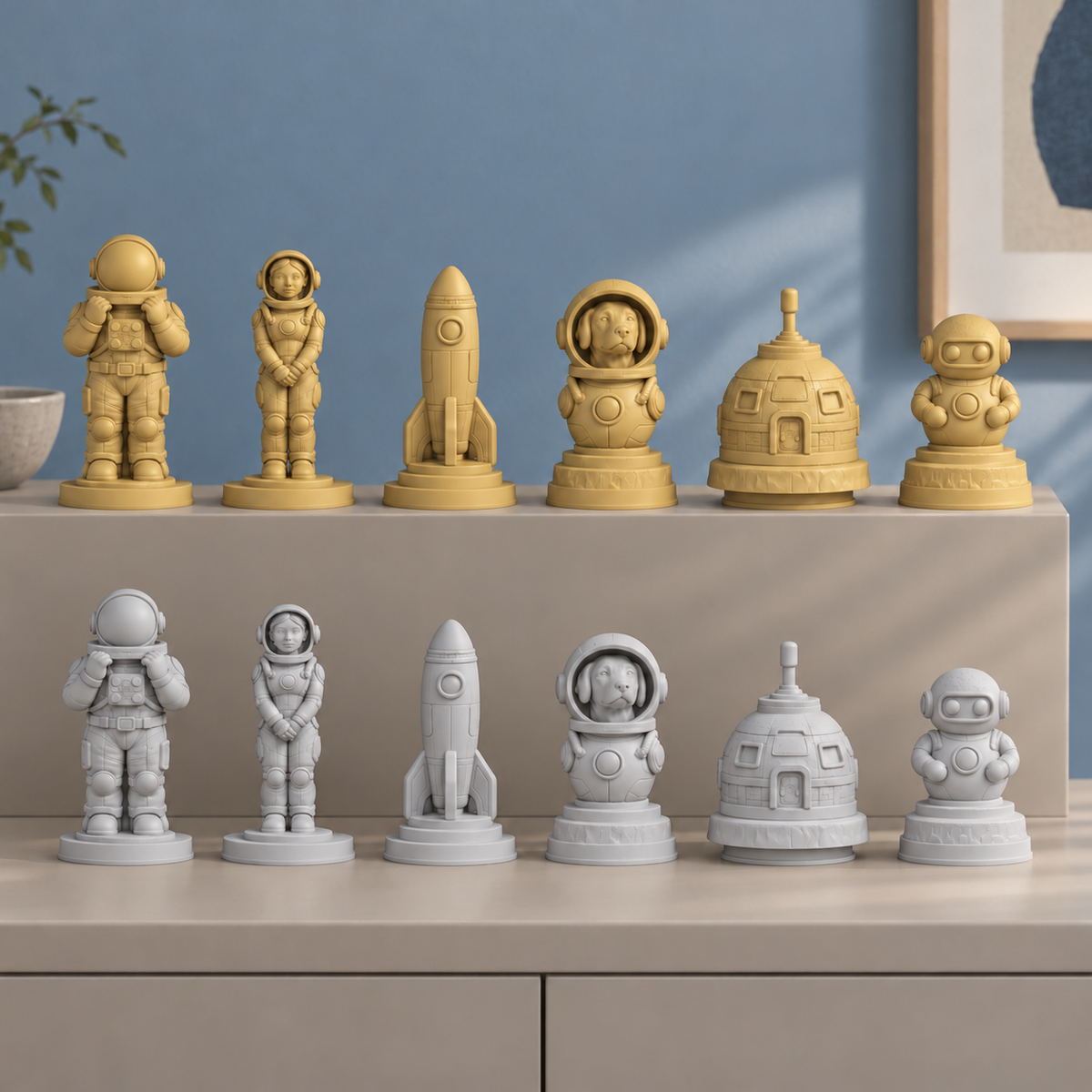Raumfahrt Schachfiguren – STL & 3MF Download – Ansicht 4