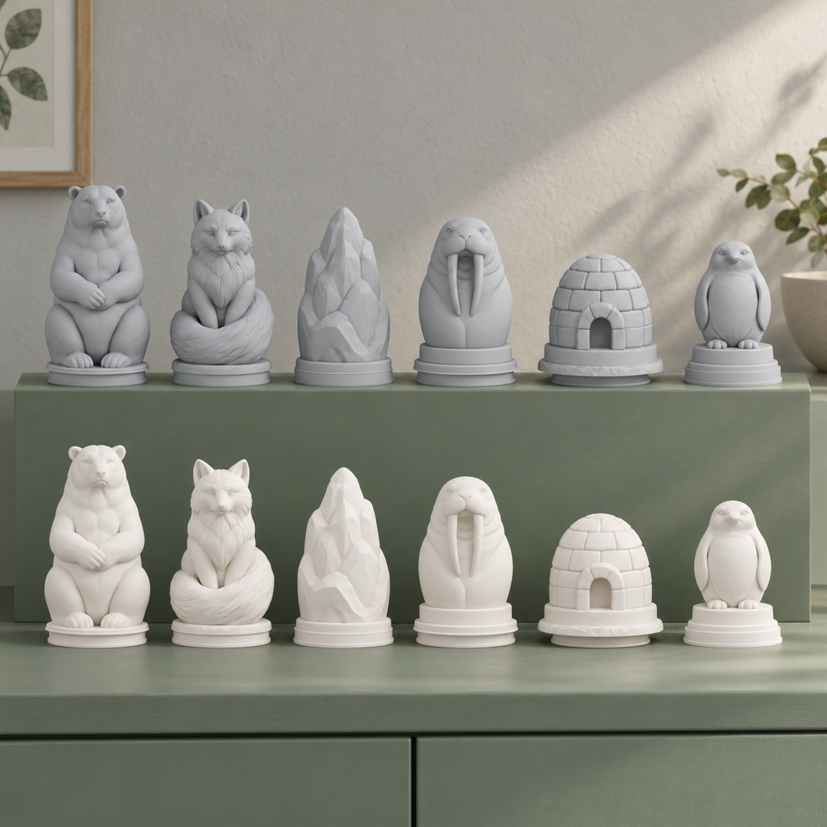 Arktis Schachfiguren – STL & 3MF Download – Ansicht 1