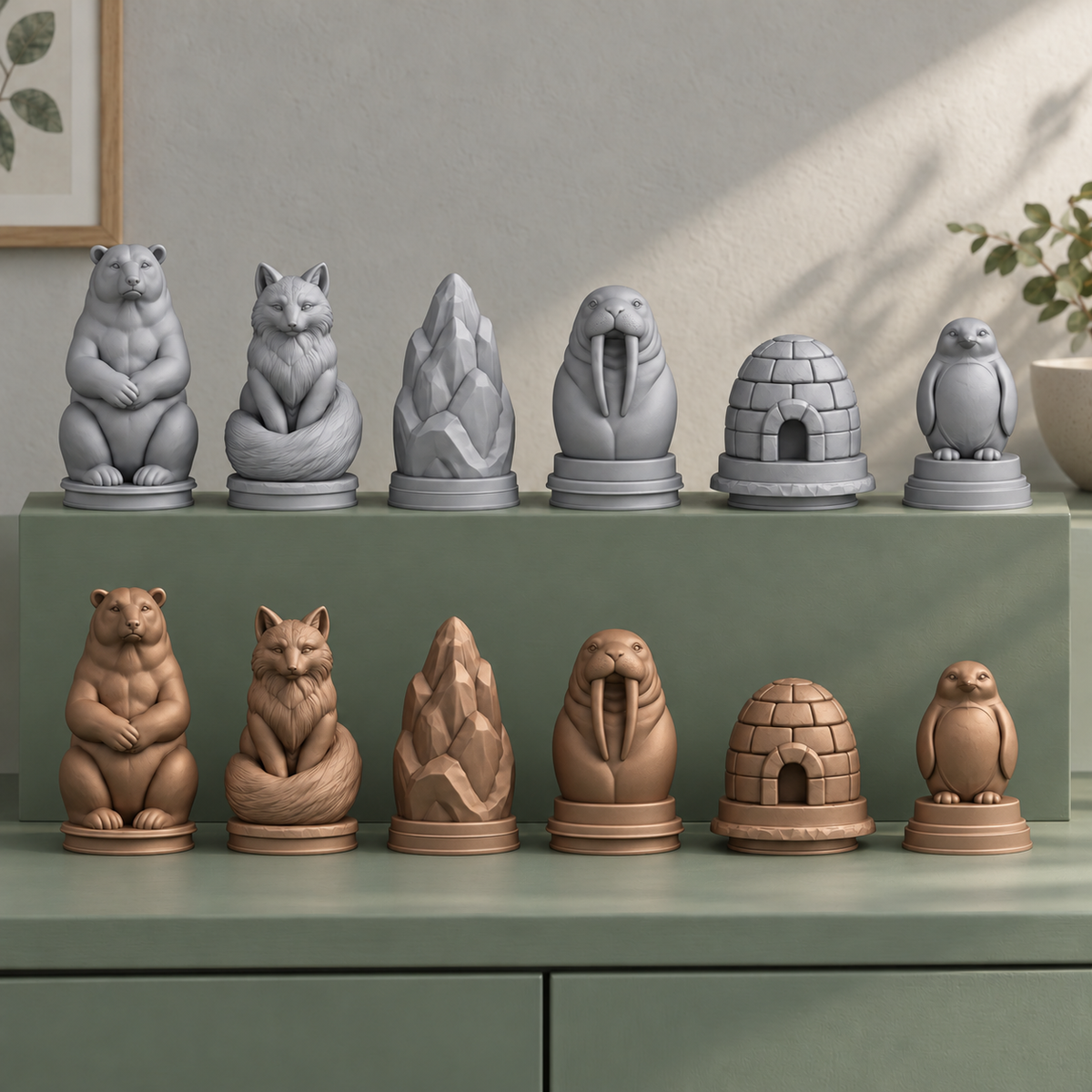 Arktis Schachfiguren – STL & 3MF Download – Ansicht 3