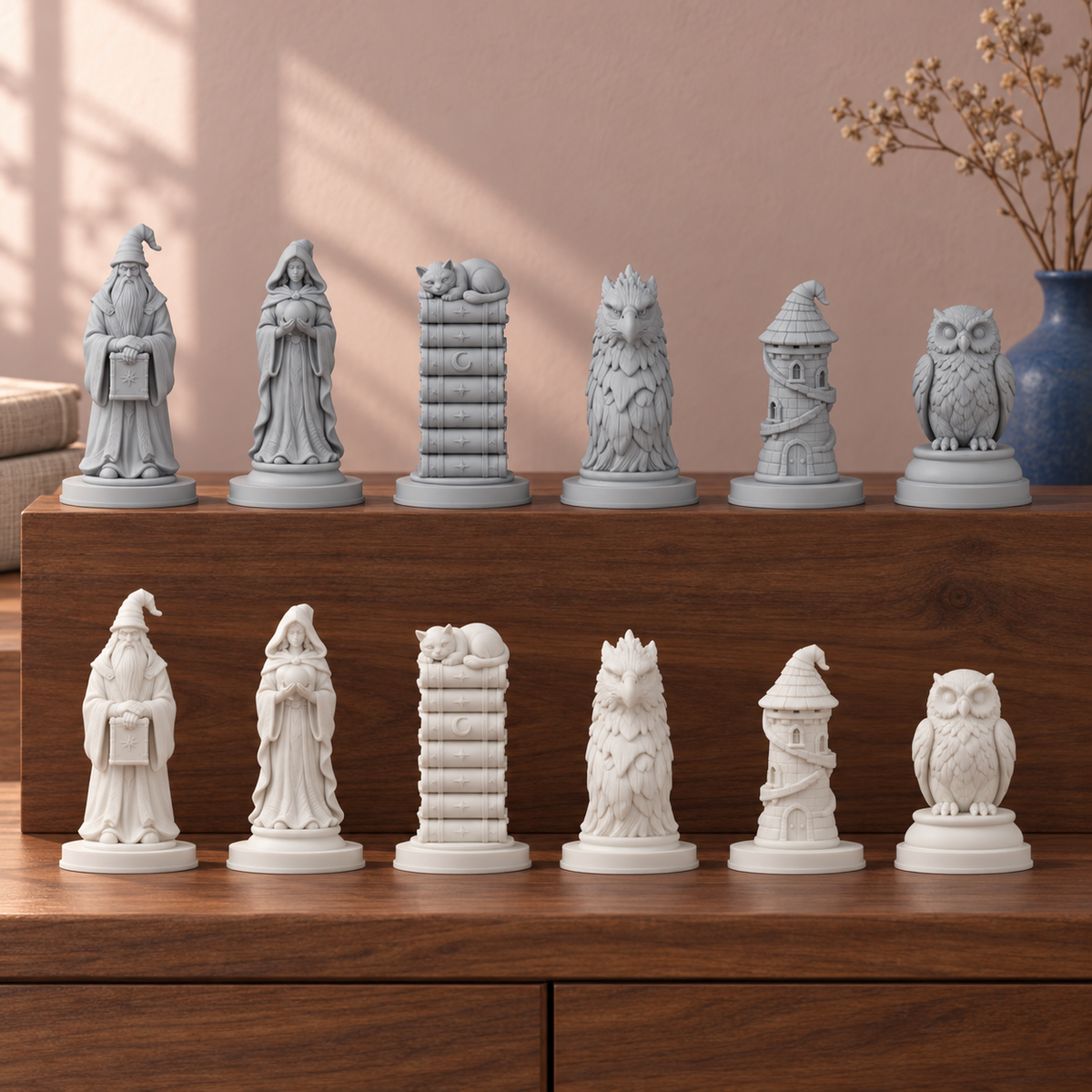 Zauberer Schachfiguren – STL & 3MF Download – Ansicht 1