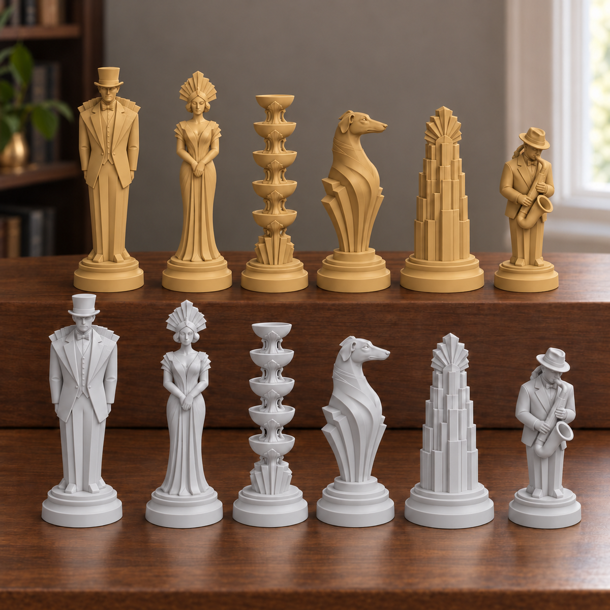 Art-déco-Ballsaal – thematisches Schachfigurenset mit 32 Figuren – Ansicht 4