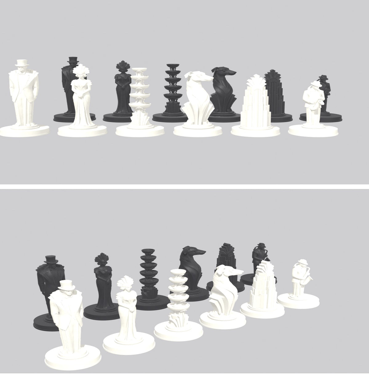 Art-déco-Ballsaal – thematisches Schachfigurenset mit 32 Figuren – Ansicht 13