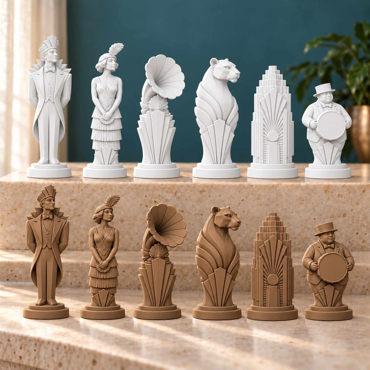 Art-déco-Jazzclub – thematisches Schachfigurenset mit 32 Figuren – Ansicht 12
