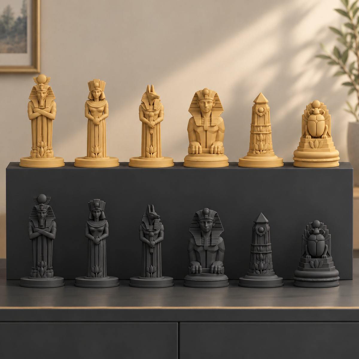 Art-déco-Ägypten – thematisches Schachfigurenset mit 32 Figuren – Ansicht 5